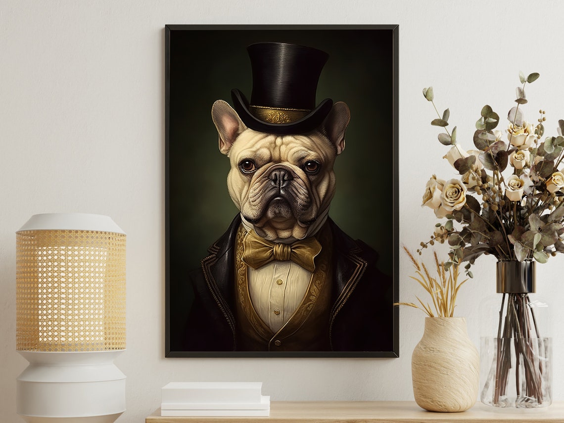 Victorian Pit Bull Dog In Suit Painting Dog Art Print Dog Print Gothic Dog Art Print Dog Poster Print Dog Lovers Gift
