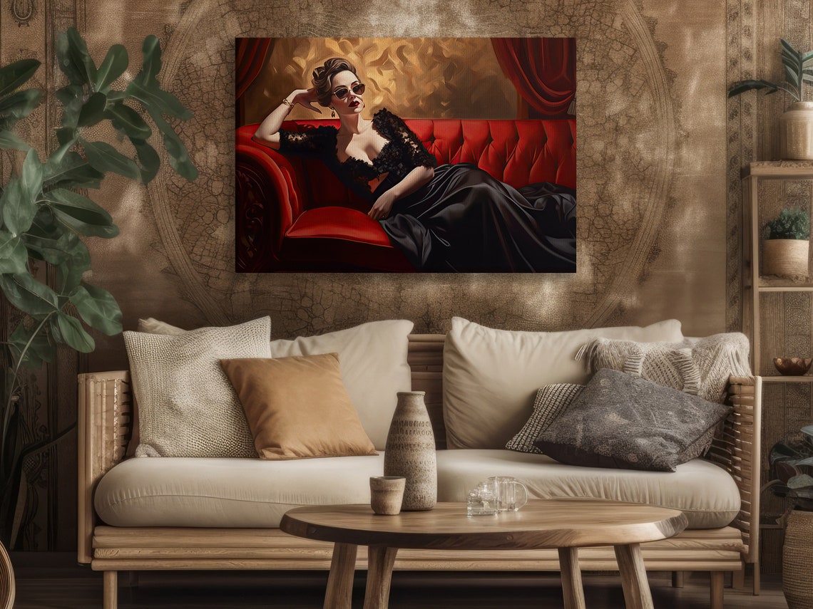 Retro Victorian Women On Sofa Art Print Vintage Beauty Poster Print - Image 3