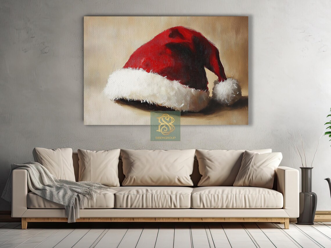 Vintage Santa Hat, Cozy Christmas Poster Print - Image 3
