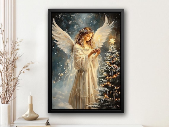 Vintage Christmas Angel Spiritual Wall Art Print
