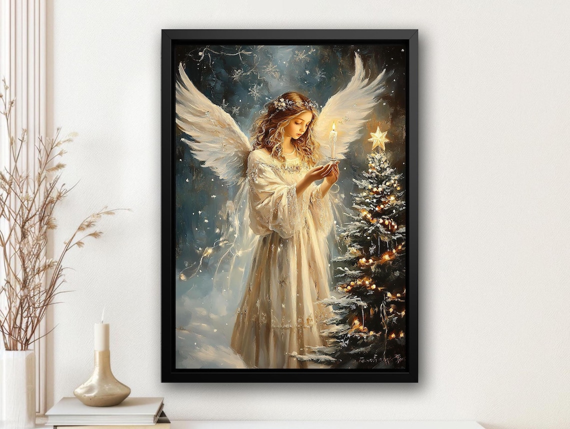 Vintage Christmas Angel Spiritual Wall Art Print