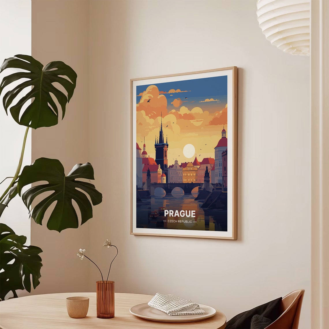 Prague Czech Republic Charles Bridge Sunset Old Town Travel Poster - Image 2