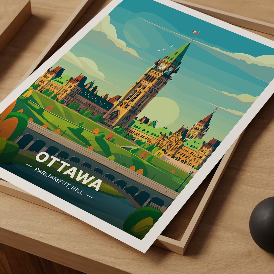 Ottawa Travel Poster, Canada City Skyline Art - Image 3