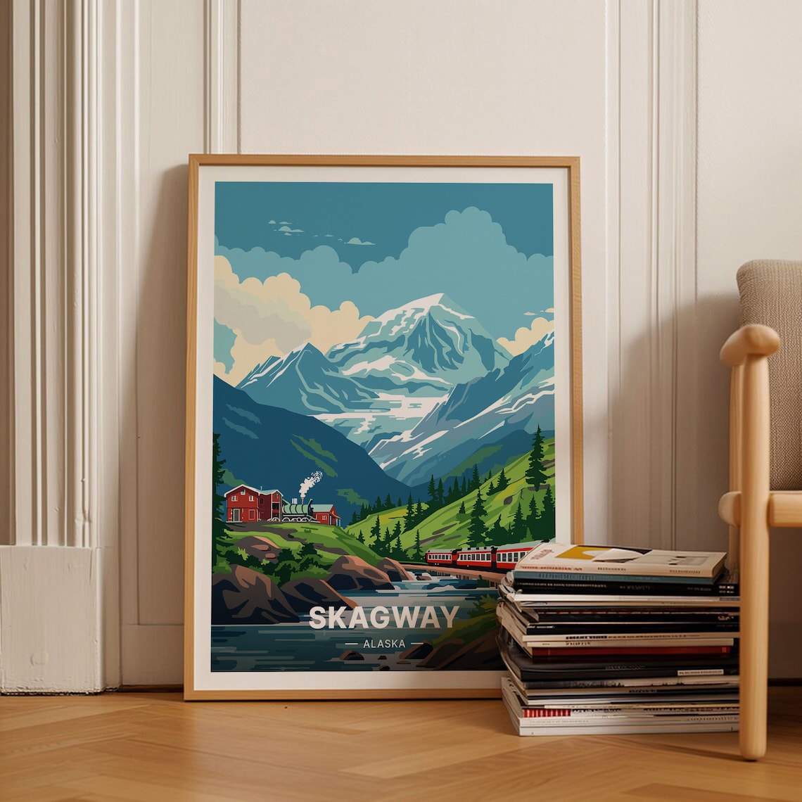 Skagway Alaska Travel Poster, Scenic Landscape Art Print