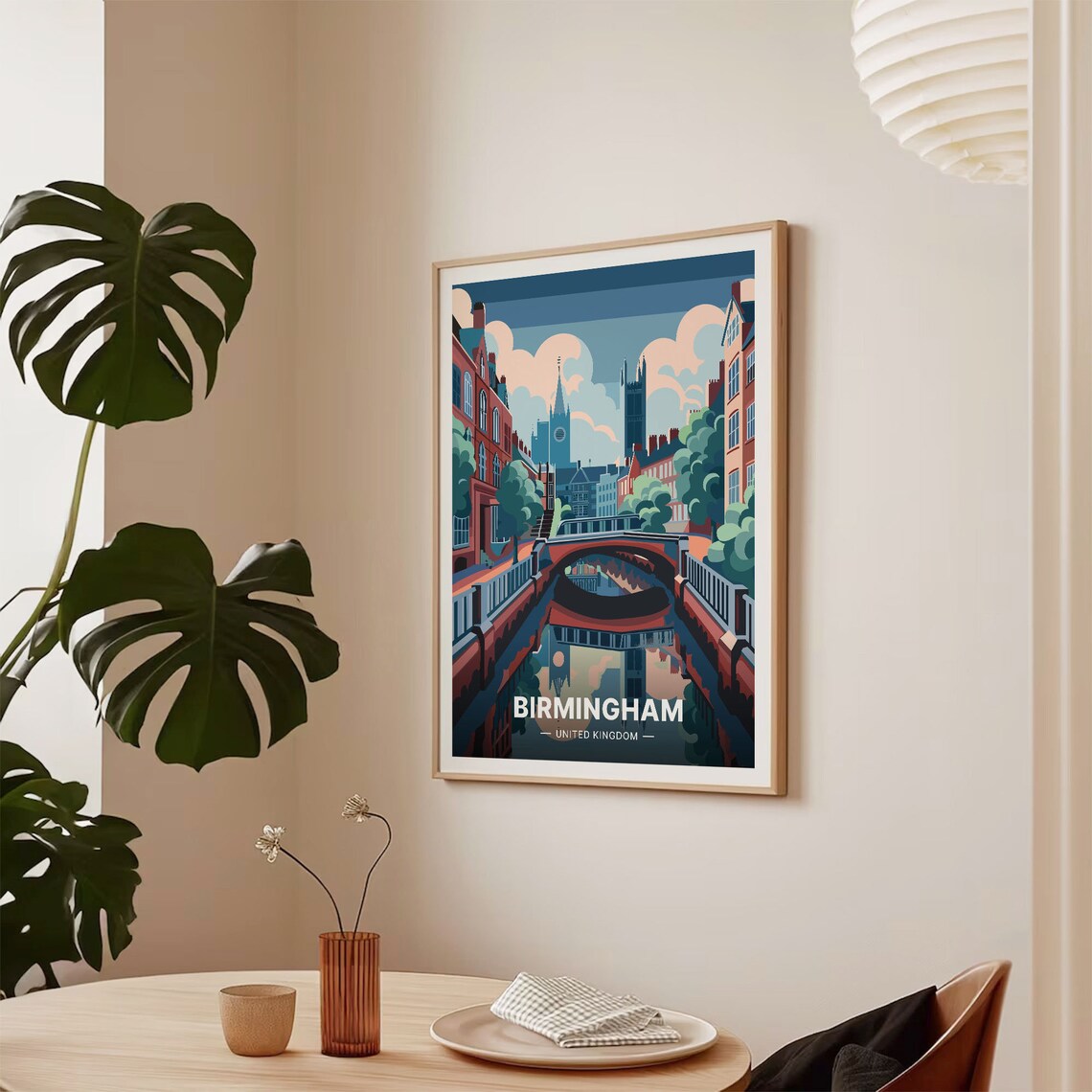 Birmingham Cityscape Travel Poster, United Kingdom - Image 2