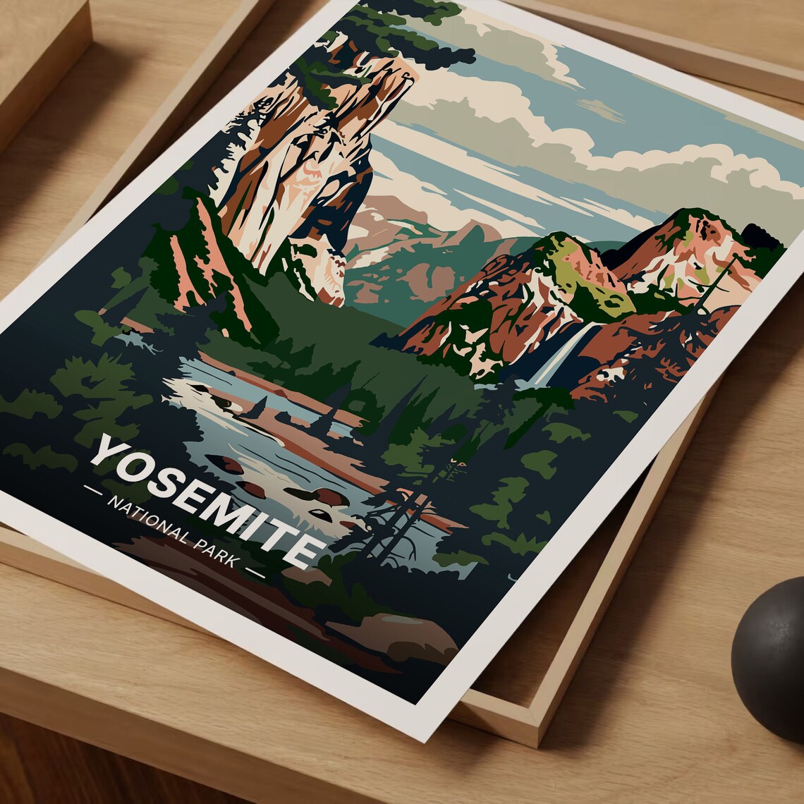 Yosemite National Park Vintage Travel Poster Granite Cliffs Waterfall Art - Image 3