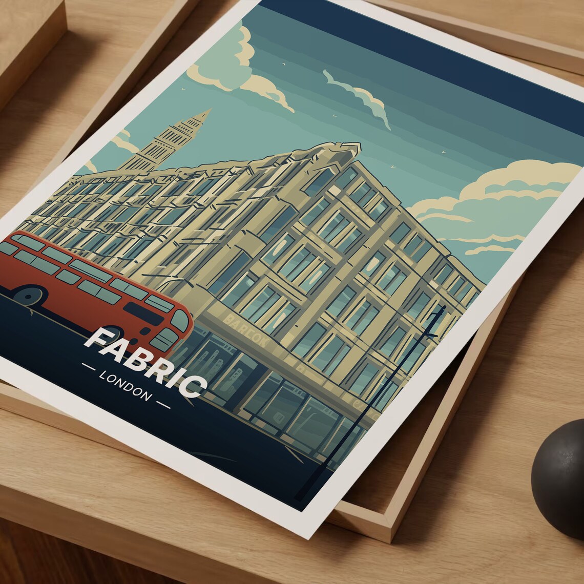 Fabric London Night Street Red Double Decker Bus Club Travel Poster - Image 3
