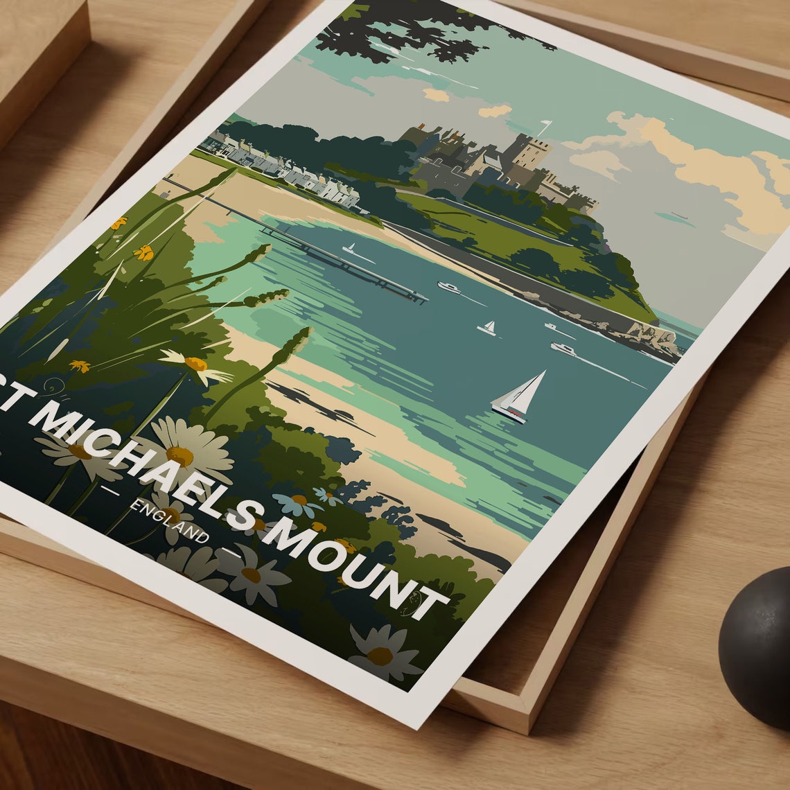 St Michaels Mount Cornwall Castle Island Coastal Vintage Poster - Image 3