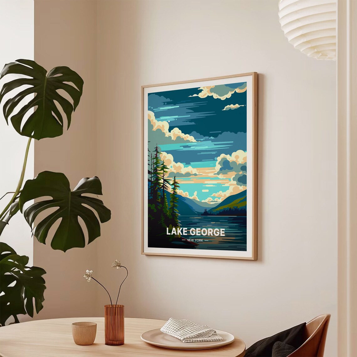 Lake George Travel Poster, New York Landscape Art - Image 2