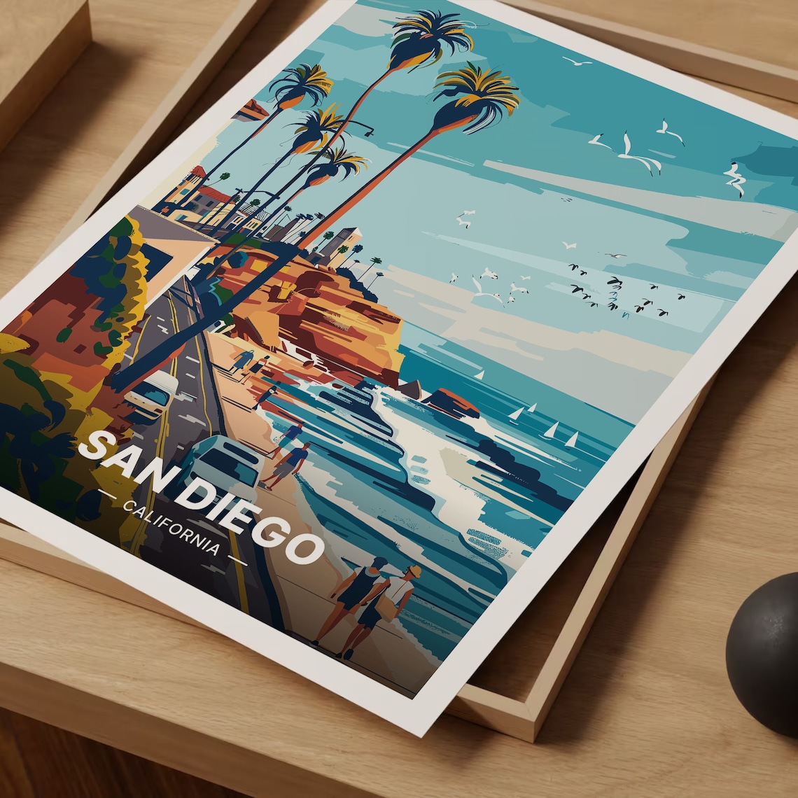 San Diego La Jolla Travel Poster, Coastal Landscape - Image 3