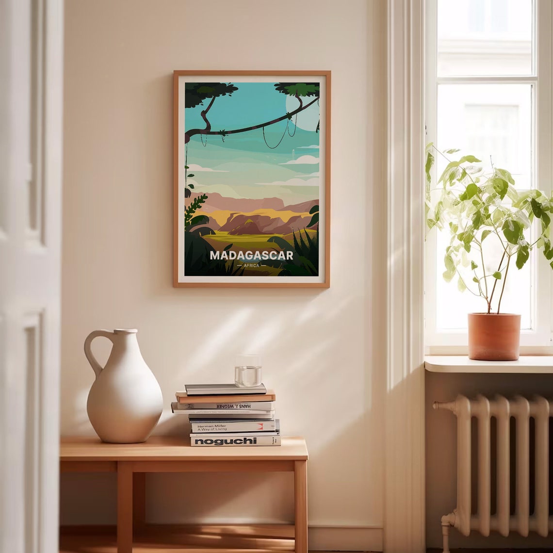 Madagascar Africa Moonlit Tropical Canopy Mountain View Poster - Image 4