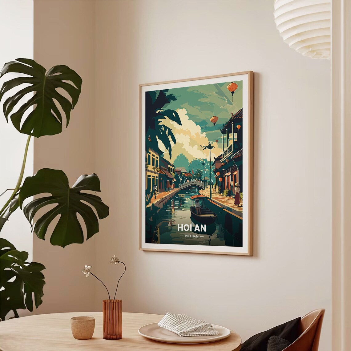 Hoi An Vintage Style Travel Poster, Vietnam Landscape - Image 2