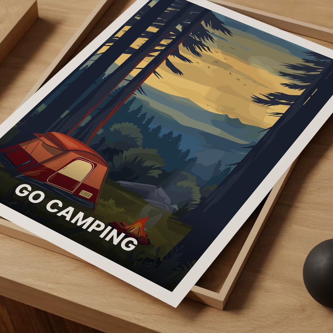 Go Camping Forest Tent Campfire Night Vintage Adventure Poster - Image 3