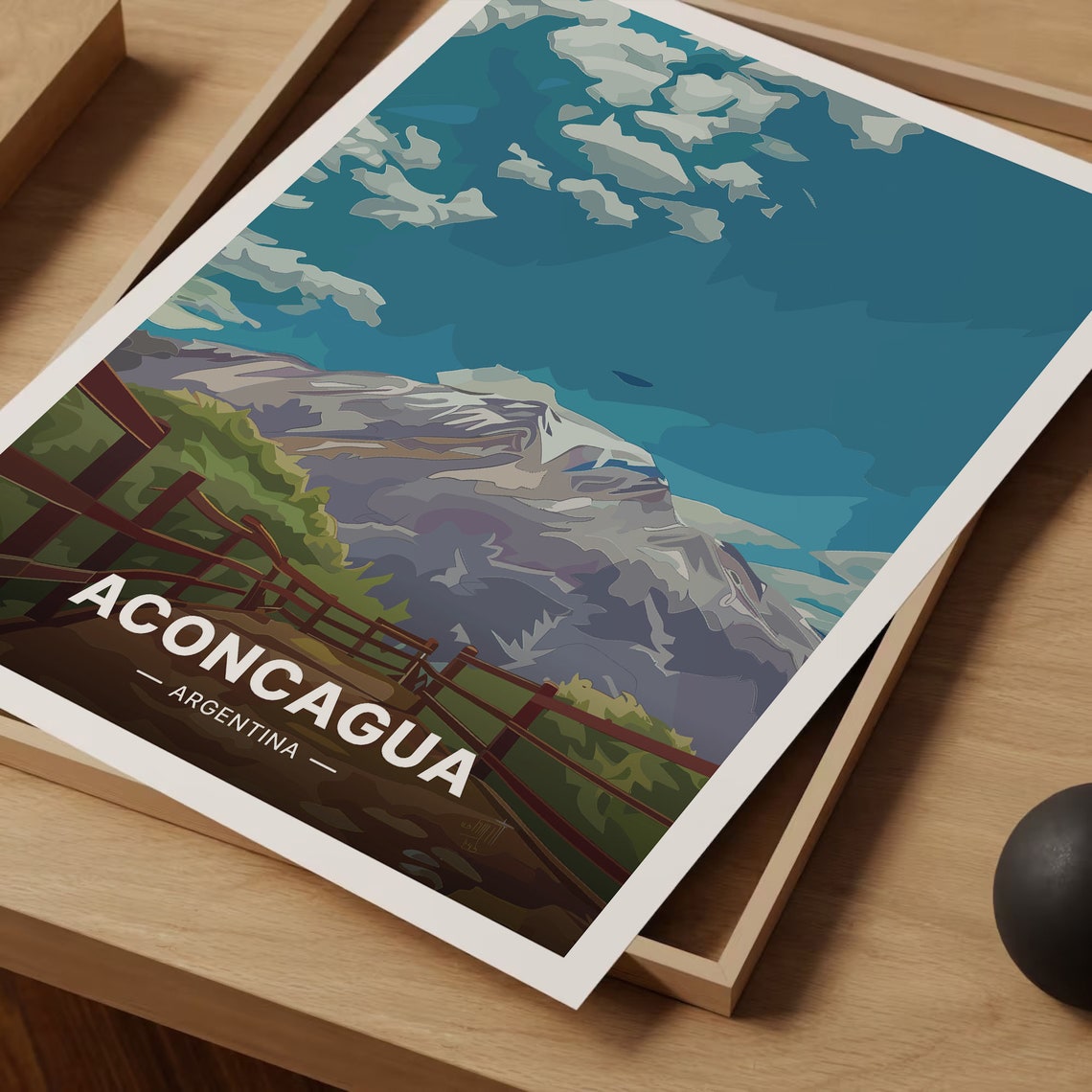 Aconcagua Argentina High Snowy Peak Mountain Trail Andes Poster - Image 3