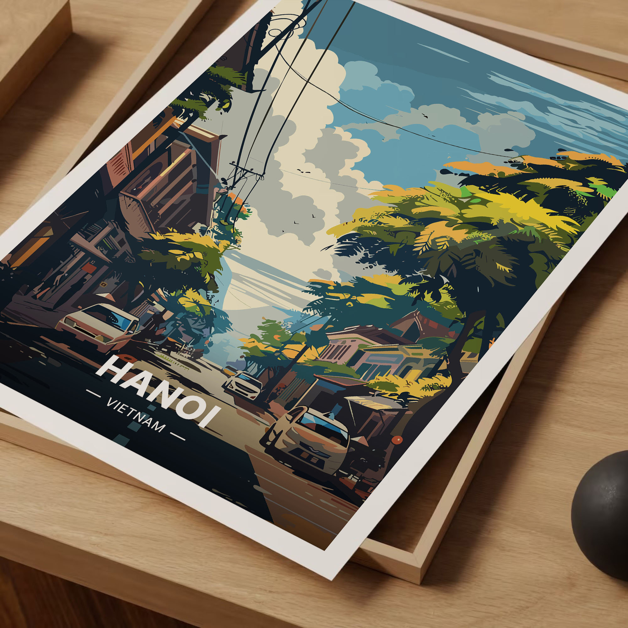 Hanoi Cityscape Travel Poster, Vietnam Inspired Art Print - Image 3