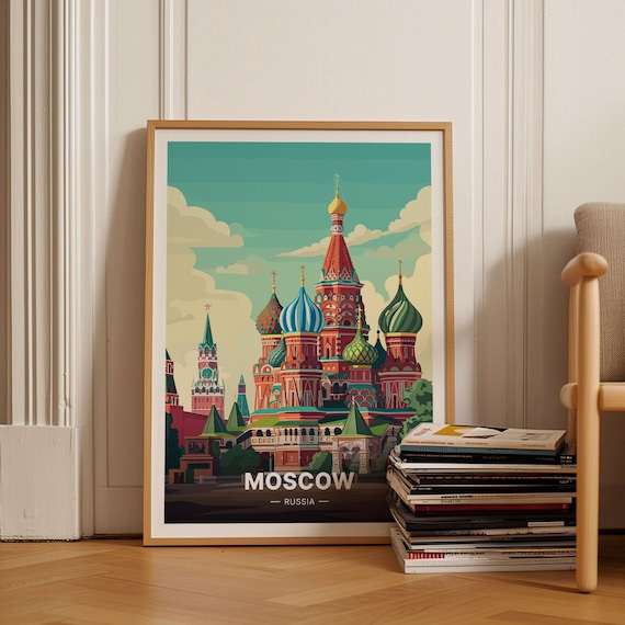Moscow Russia Saint Basil Cathedral Red Square Travel Poster
