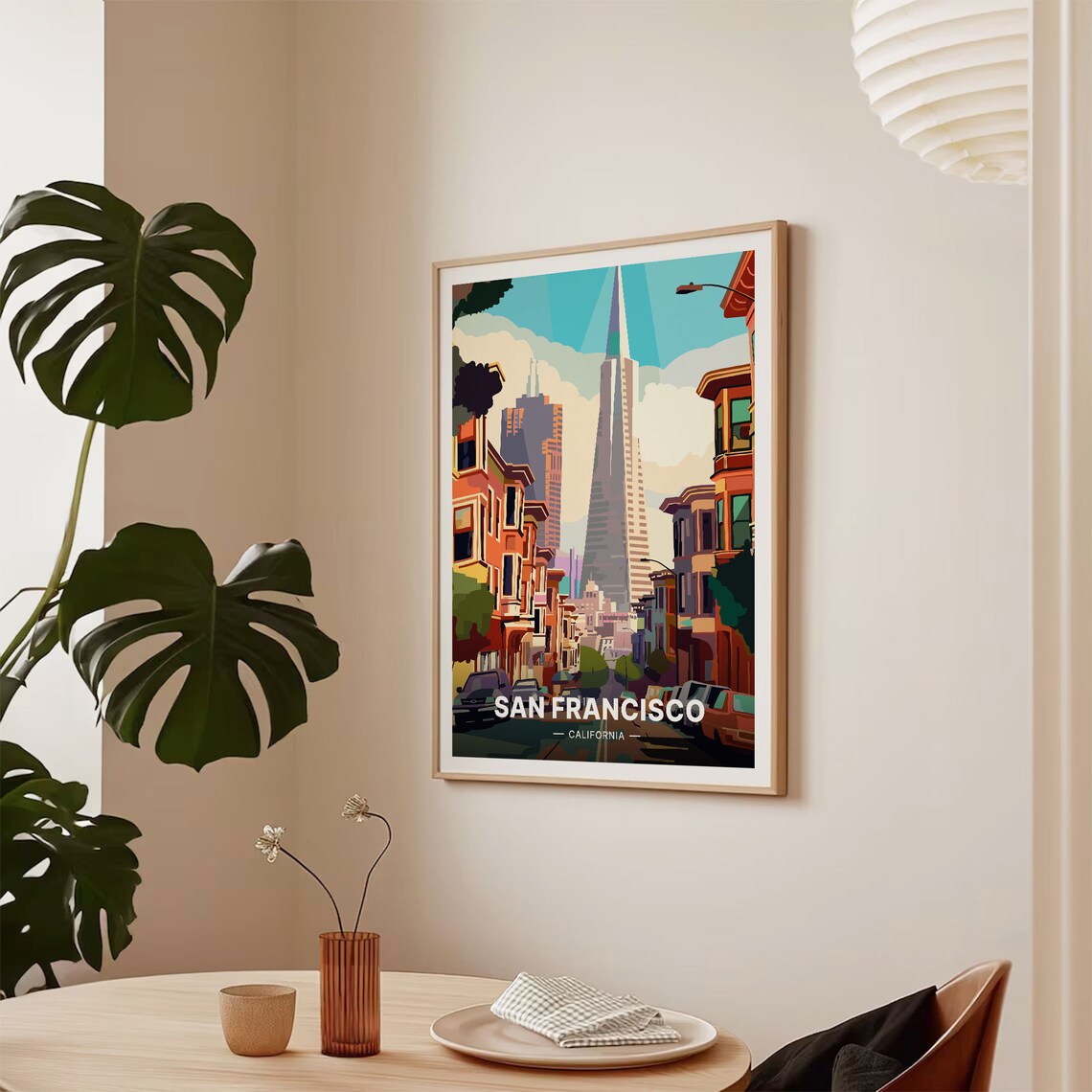 San Francisco California Travel Poster Transamerica Pyramid Street Art - Image 2