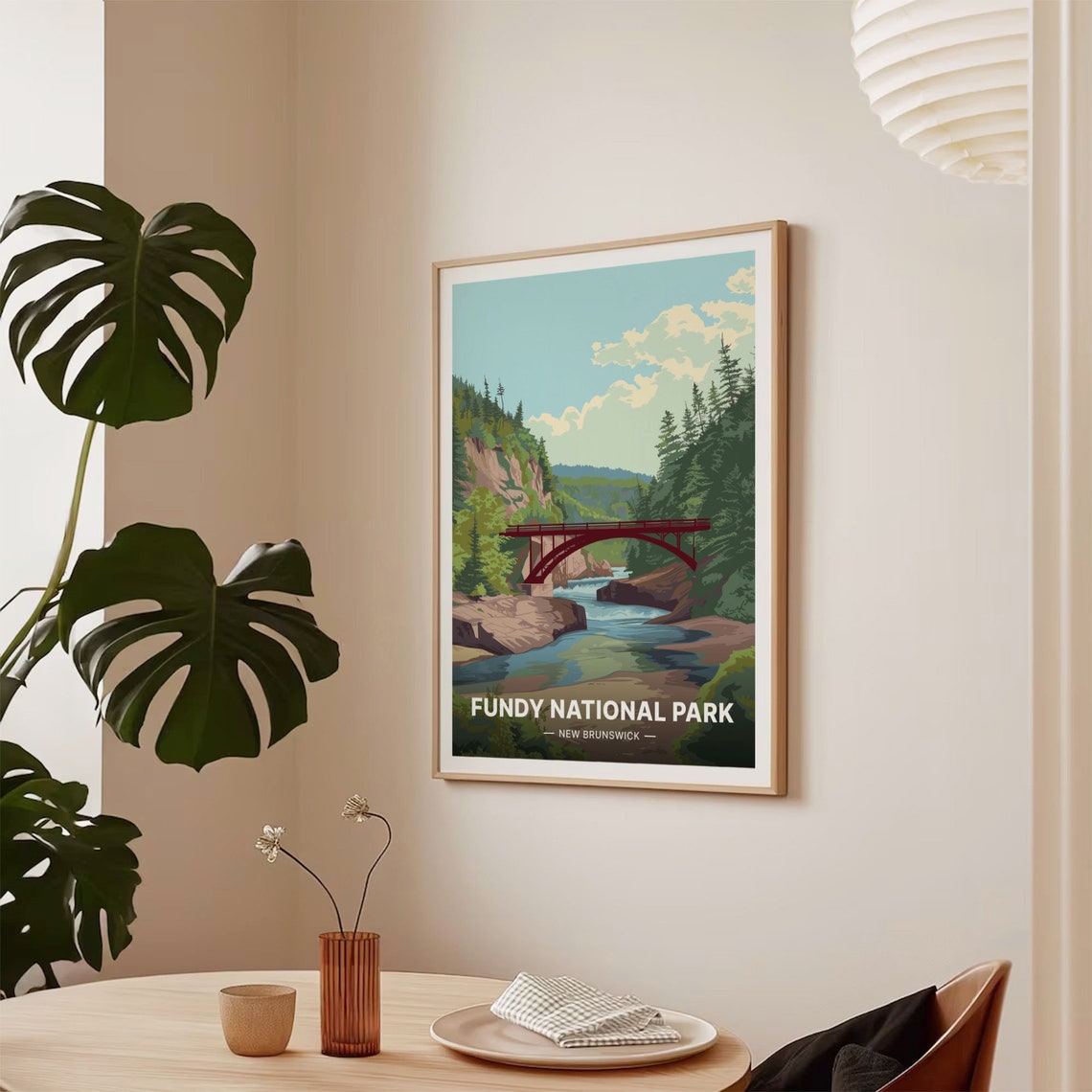 Fundy National Park New Brunswick Red Bridge Gorge Travel Poster - Image 2