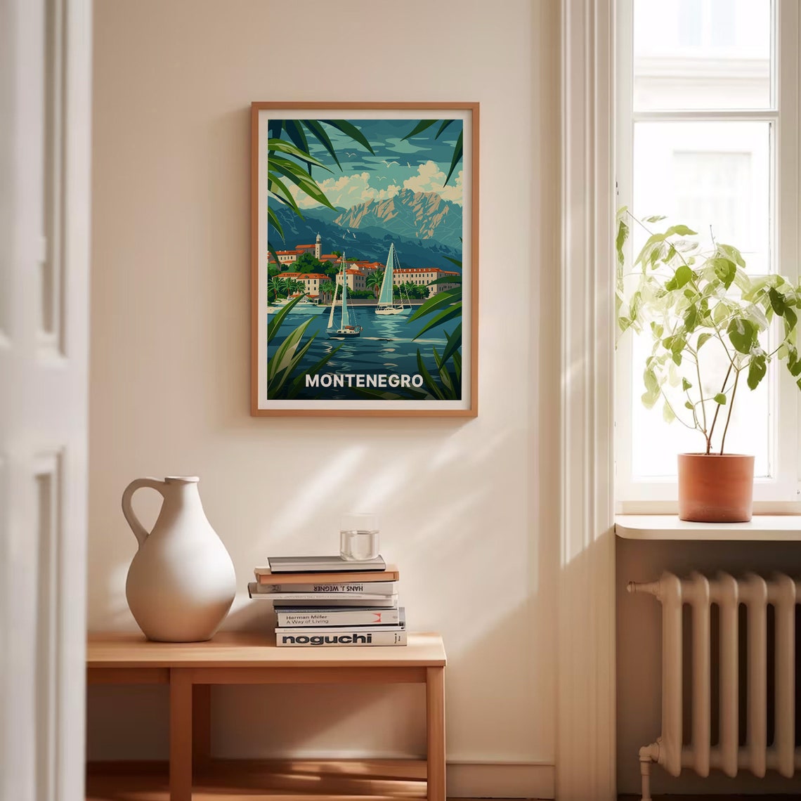 Montenegro Adriatic Bay Sailboats Mountain Coast Vintage Poster - Image 4