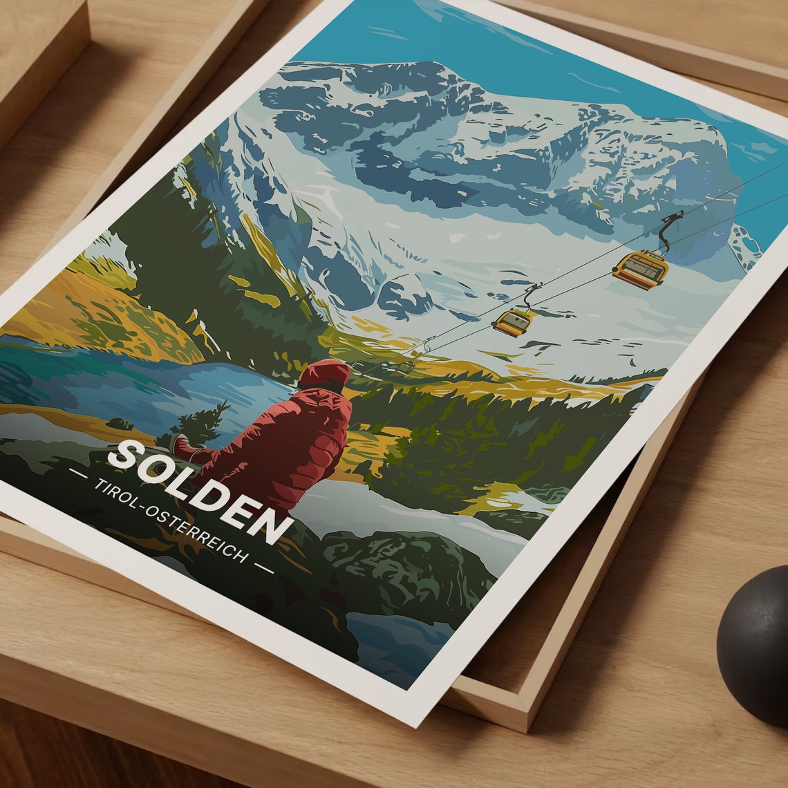 Solden Austria Tirol Alps Gondola Ski Mountain Panorama Poster - Image 3