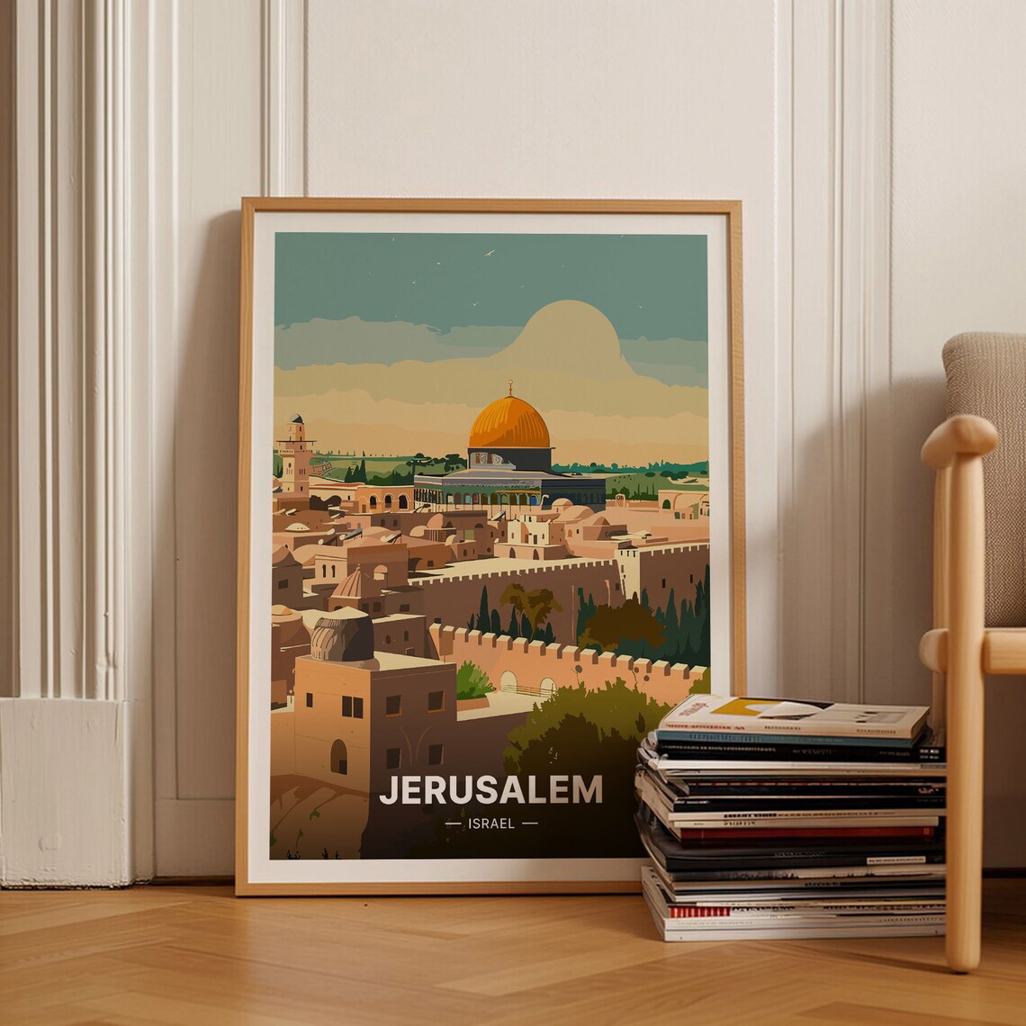 Jerusalem Travel Poster, Scenic Destination Art Print
