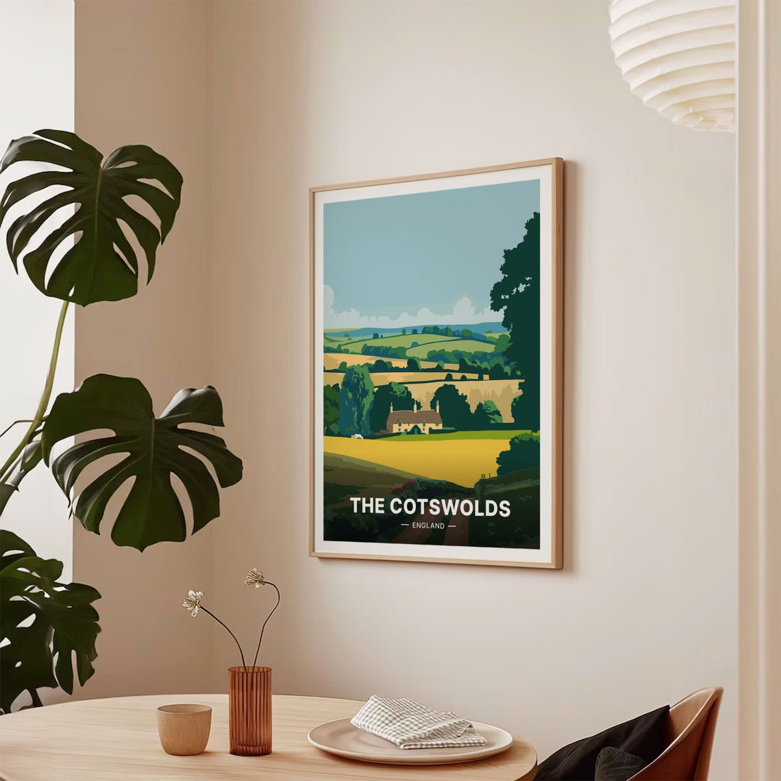 The Cotswolds England Golden Rolling Fields Stone Cottage Poster - Image 2