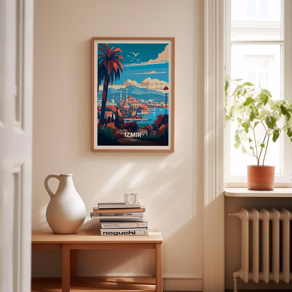 Izmir Turkey Mosque Minarets Palm Bay Vintage Retro Travel Poster - Image 4