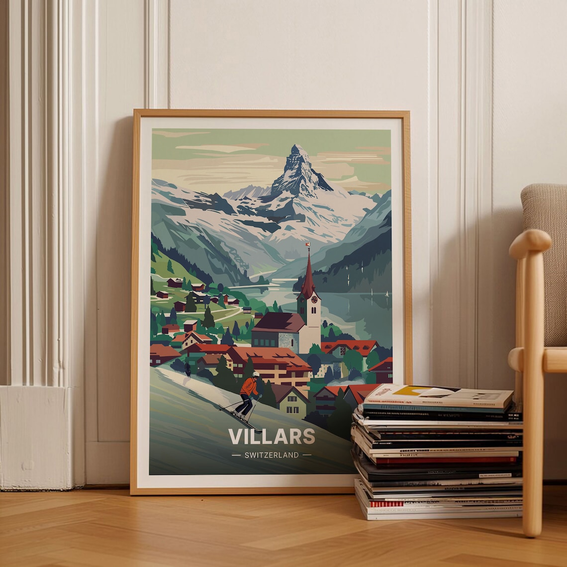 Villars Switzerland Matterhorn Ski Resort Alpine Vintage Travel Poster