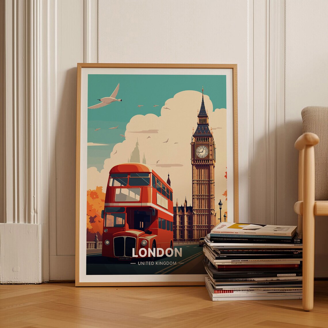 London Travel Poster, Big Ben United Kingdom Decor