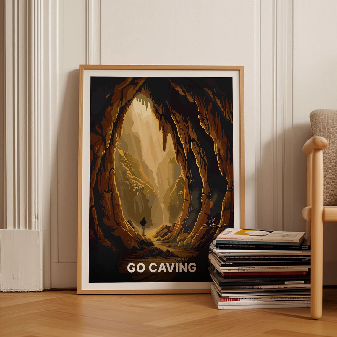 Go Caving Cave Explorer Underground Cavern Adventure Travel Poster