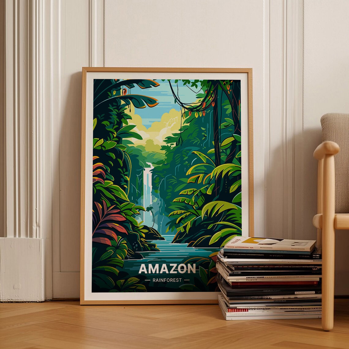 Amazon Rainforest Lush Jungle Waterfall Tropical Nature Poster