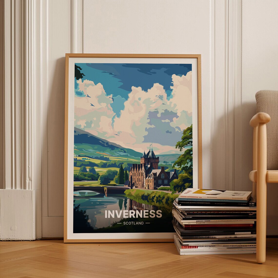 Inverness Scotland Travel Poster, Scenic Landscape Art Print