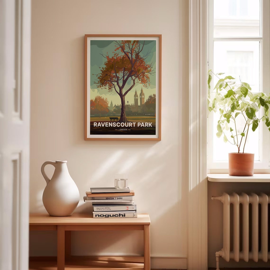 Ravenscourt Park London Autumn Tree Bench Big Ben View Travel Poster - Image 4