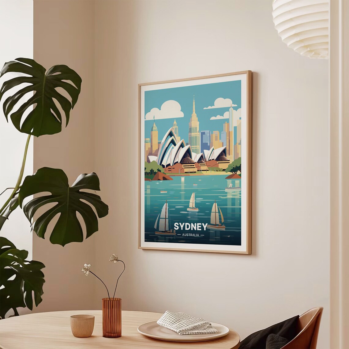 Sydney Australia Travel Poster Opera House Skyline Sailboats Art - Image 2