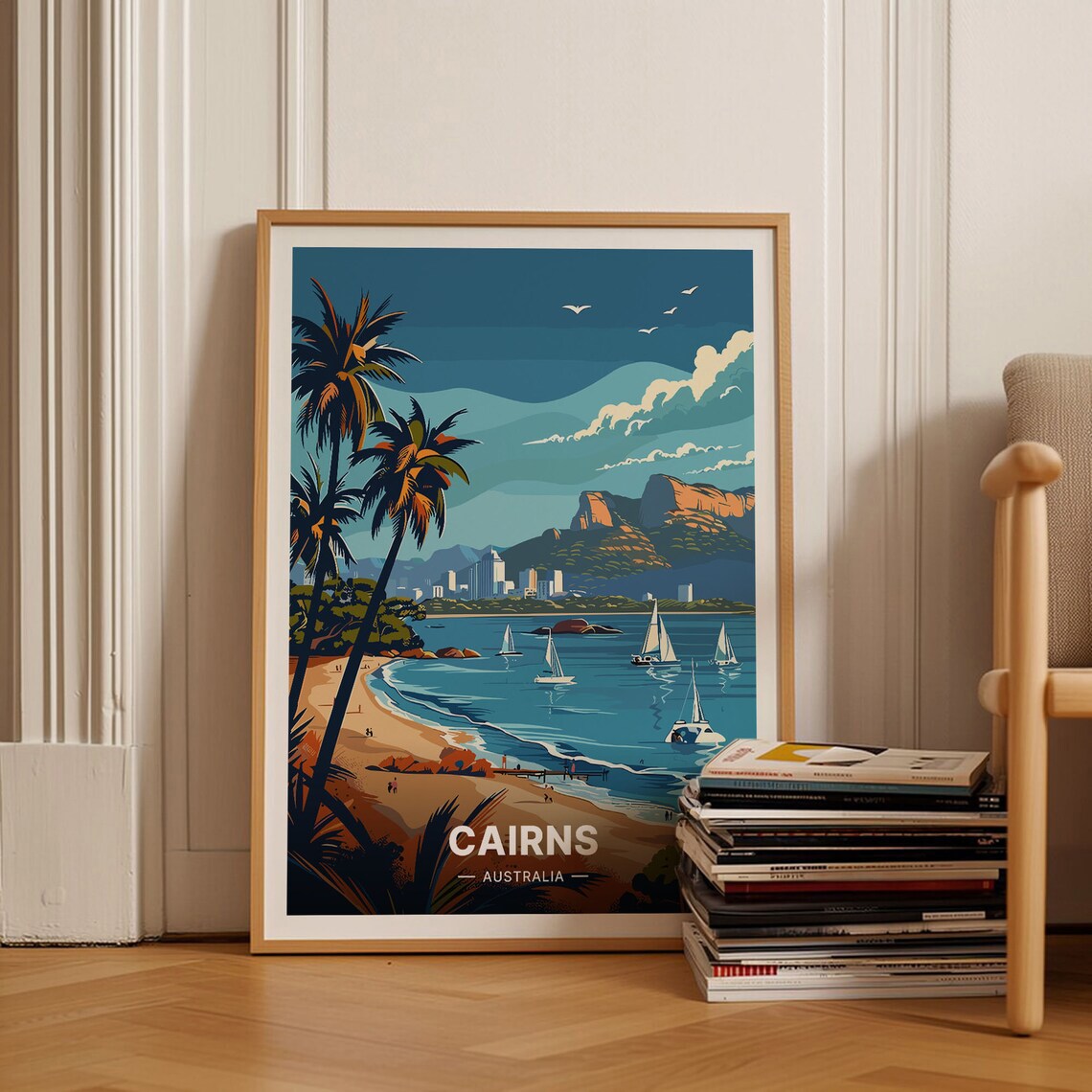 Cairns Australia Travel Poster, Queensland Landscape