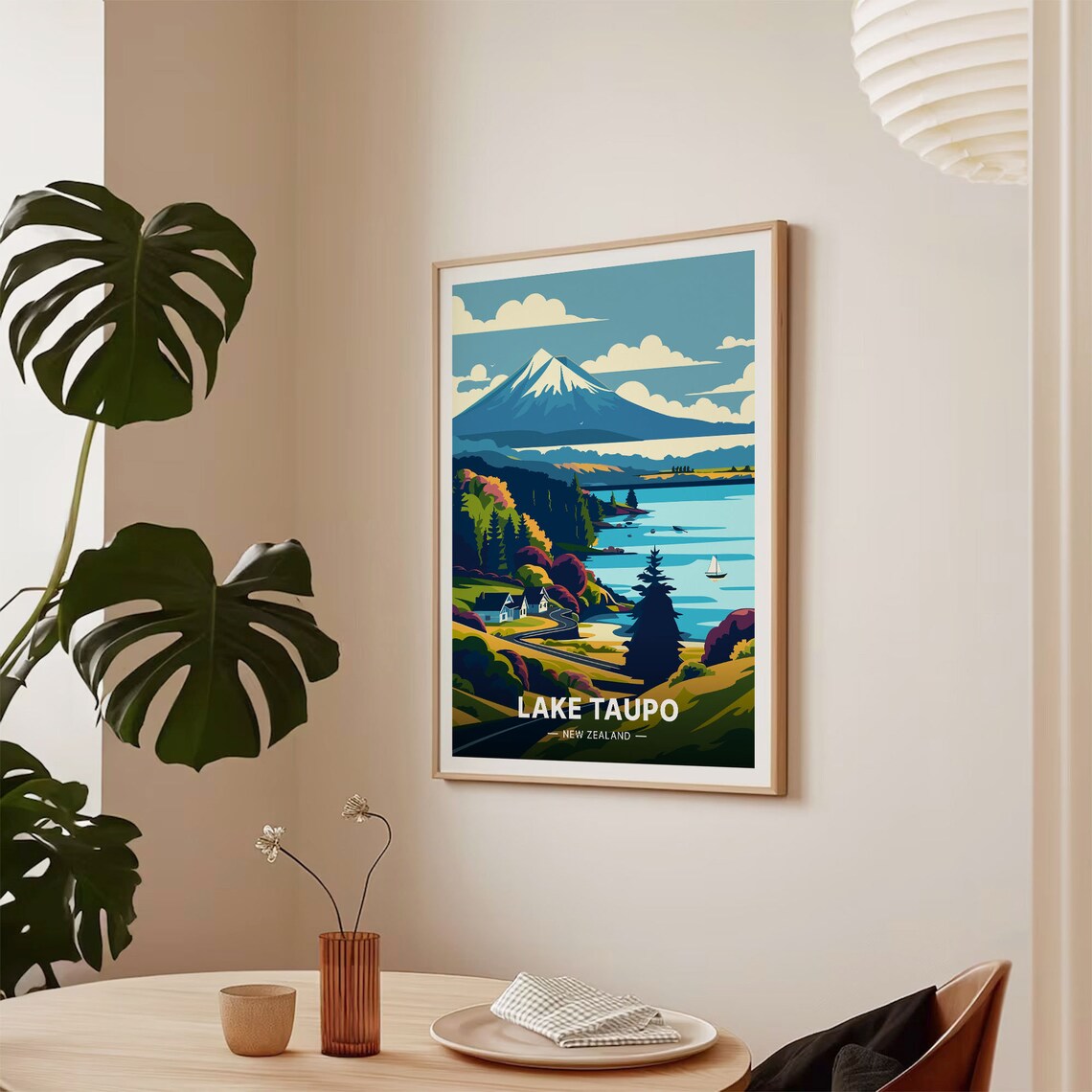 New Zealand Lake Taupo Travel Poster Art Print - Image 2