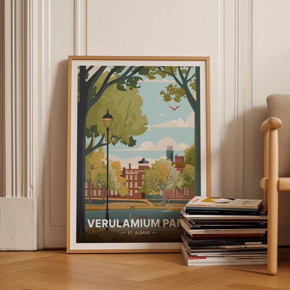 St Albans Cathedral Travel Poster Verulamium Park Art Hertfordshire Roman City Decor Cathedral Wall Print For Home And Office C20 870