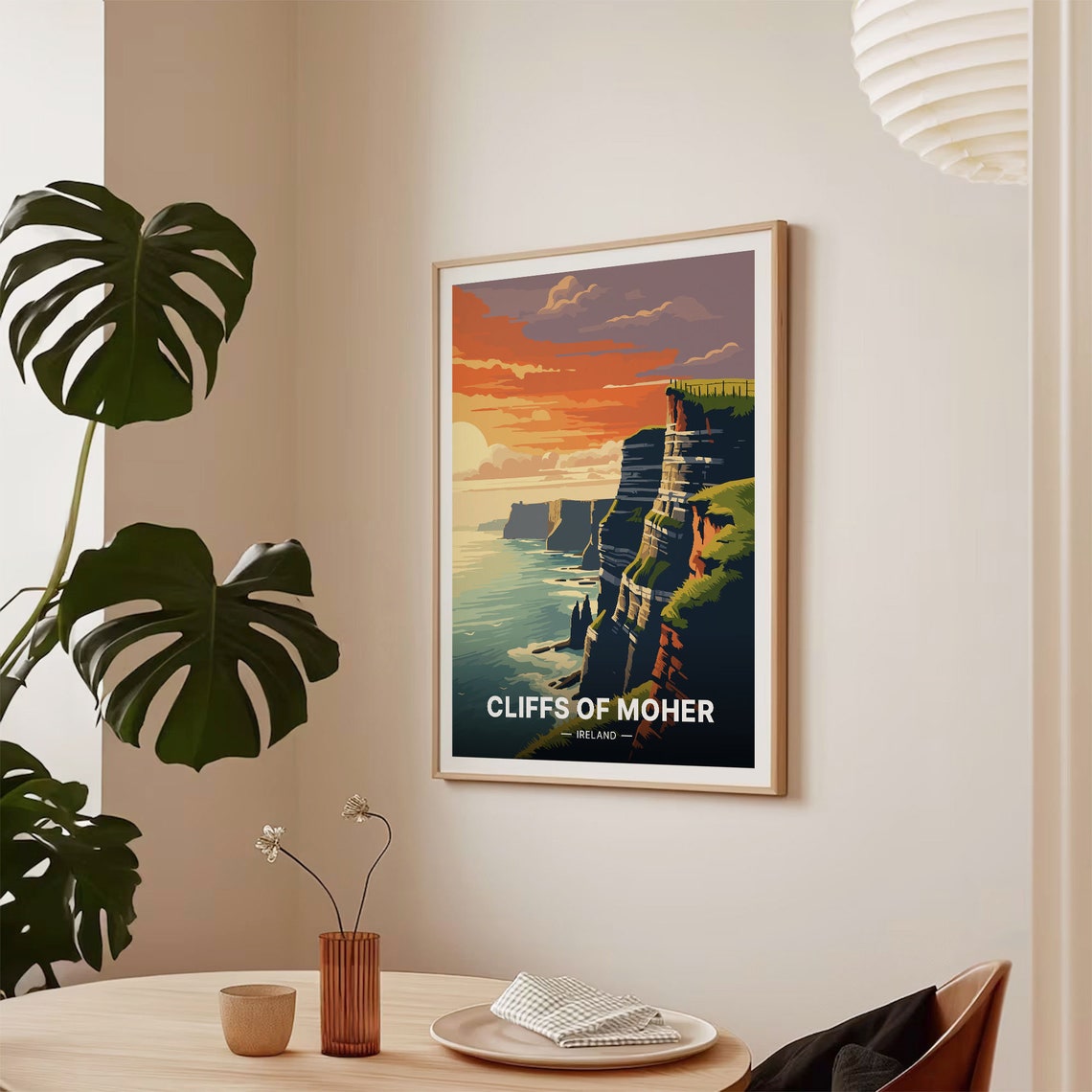 Cliffs of Moher Ireland Sunset Sea Cliffs Landscape Travel Poster - Image 2