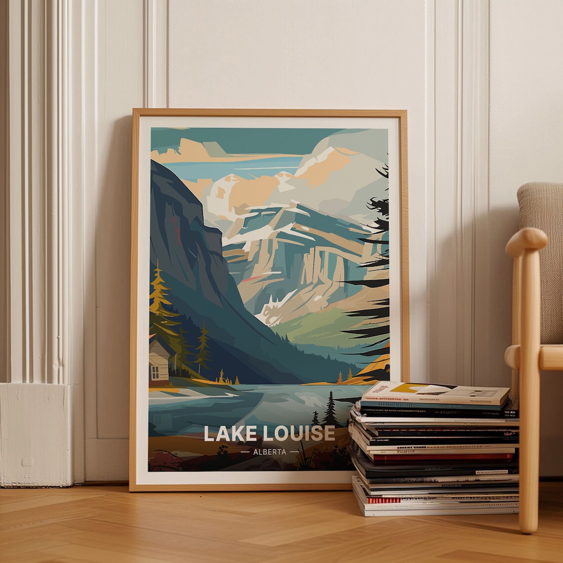 Lake Louise Alberta Minimalist Travel Poster Art Print