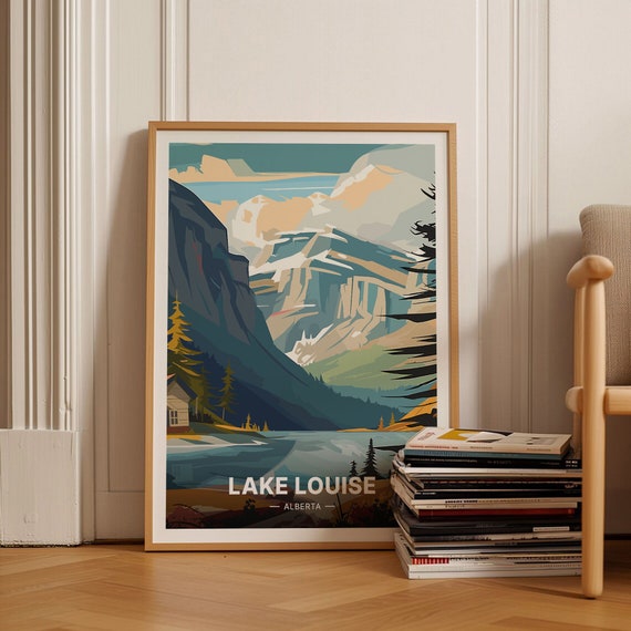 Lake Louise Alberta Minimalist Travel Poster Art Print