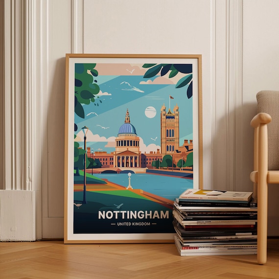 Nottingham United Kingdom Riverside Domed Building Travel Poster