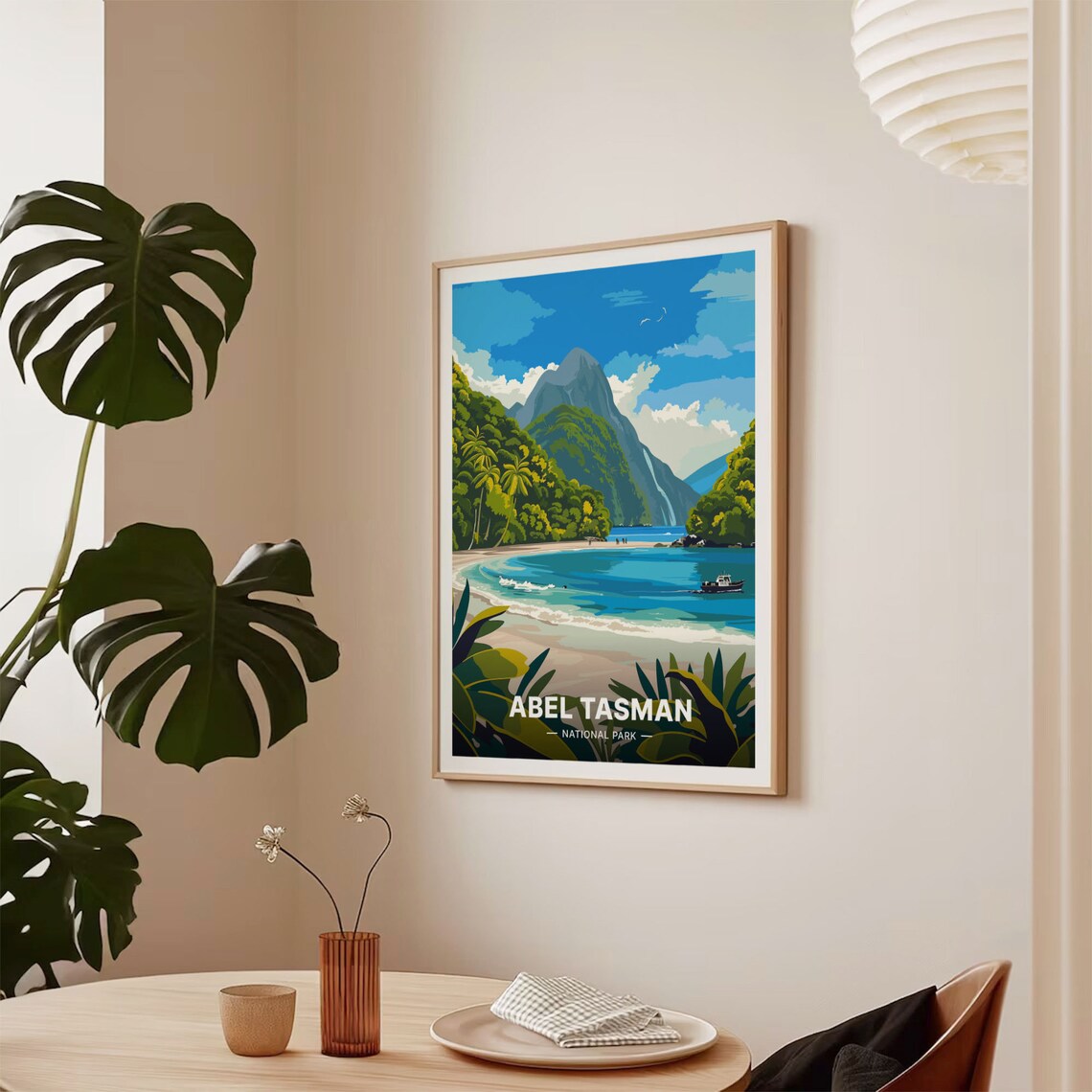 Abel Tasman National Park Coastal Beach Waterfall Travel Poster - Image 2