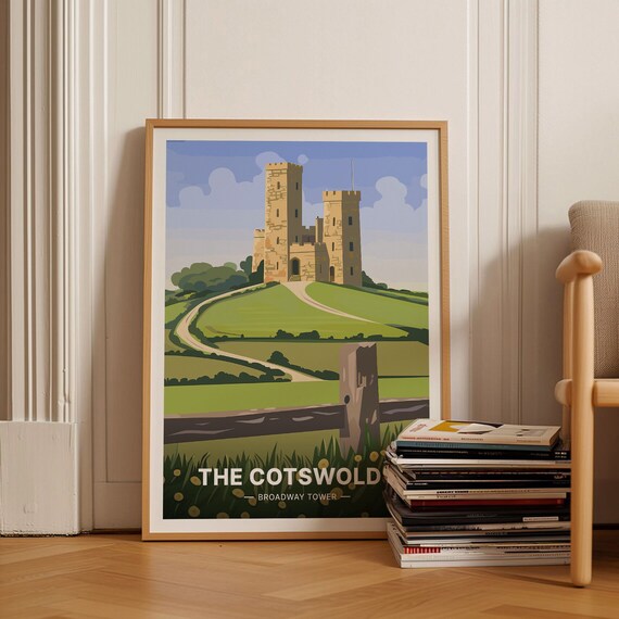 Cotswolds Broadway Tower Stone Folly Rolling Hillside Art Poster