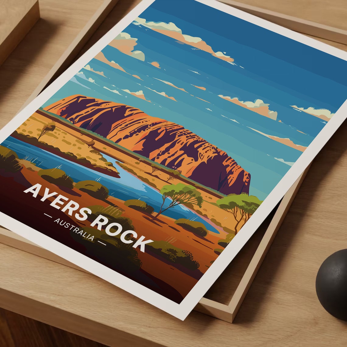 Ayers Rock Uluru Australia Vintage Outback Desert Travel Poster - Image 3