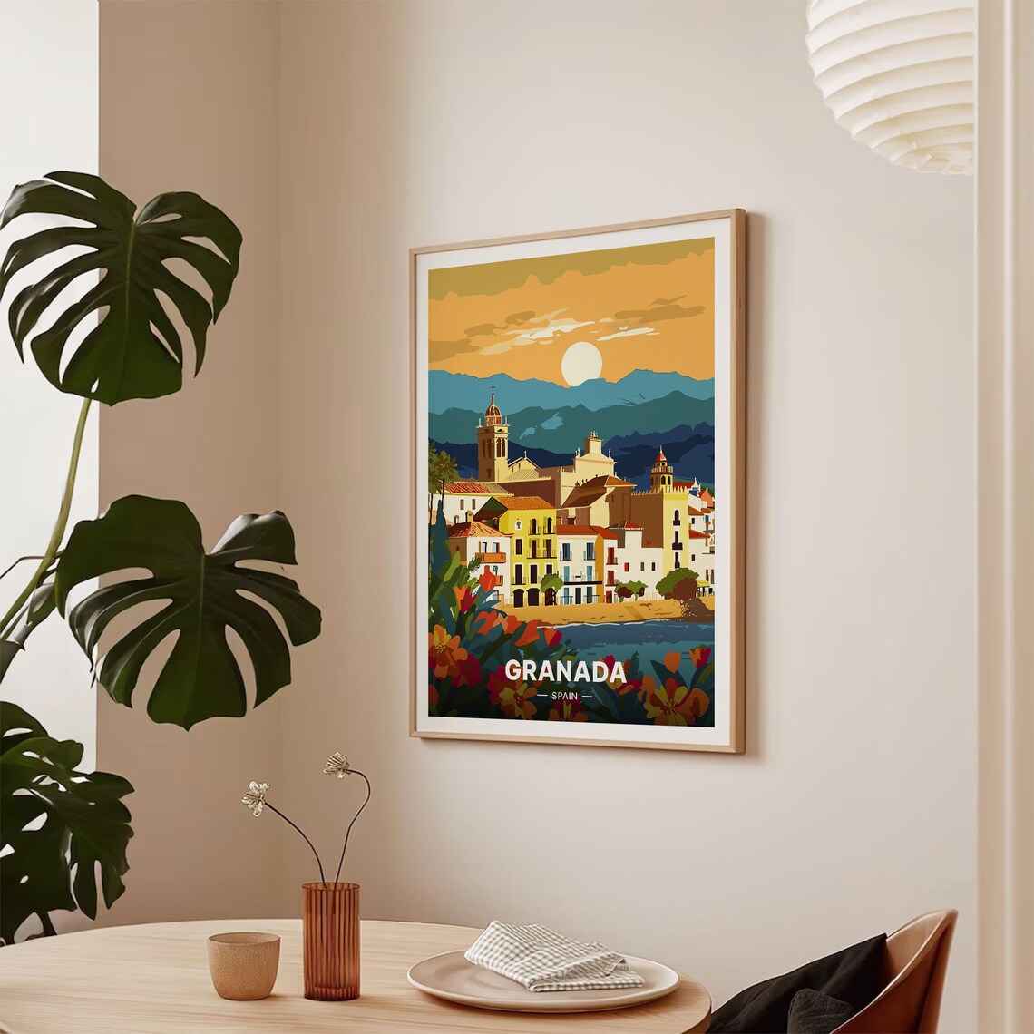 Granada Spain Old Town Sunset Mountains Vintage Travel Poster - Image 2
