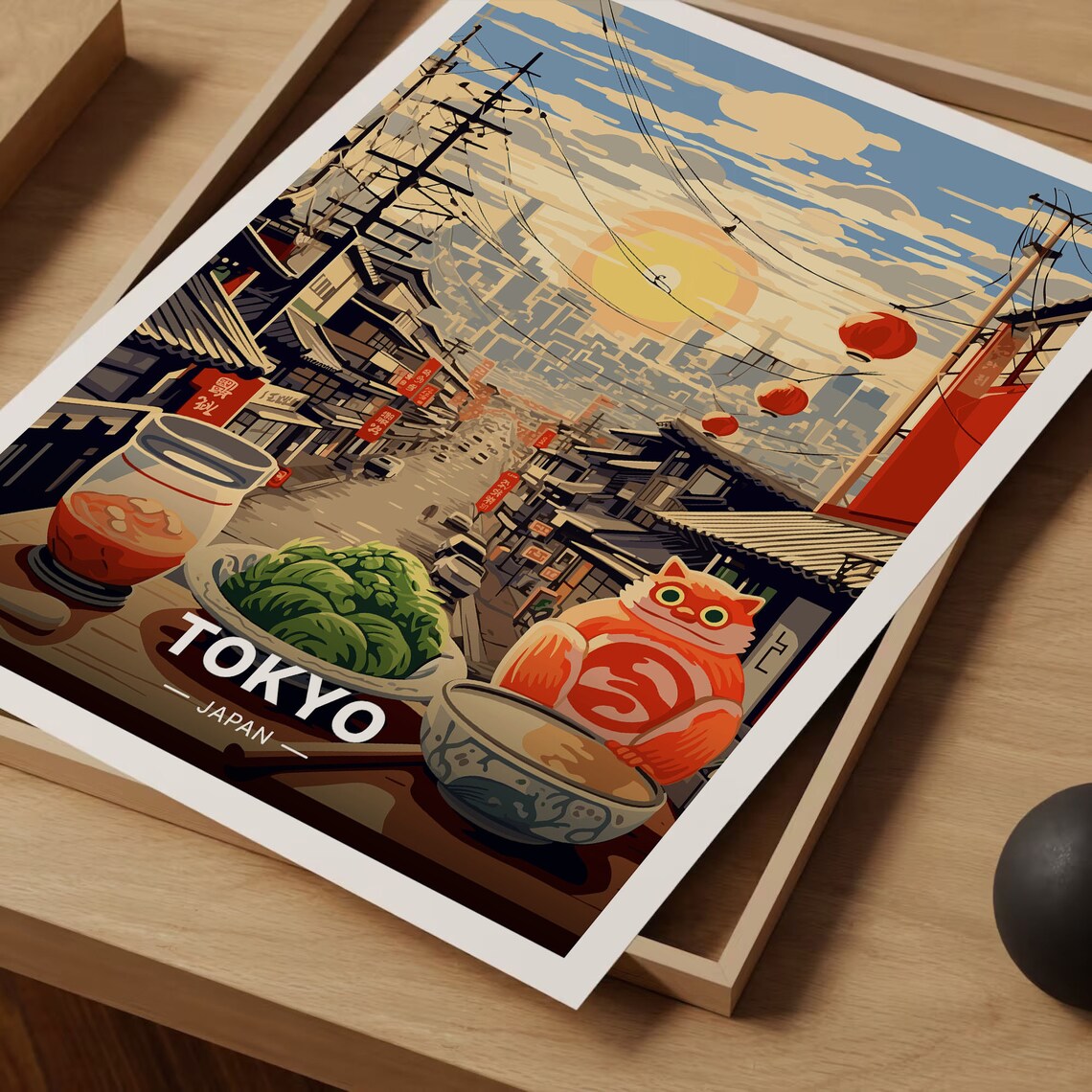 Tokyo Japan Ramen Travel Poster, Japanese Cuisine Art - Image 3