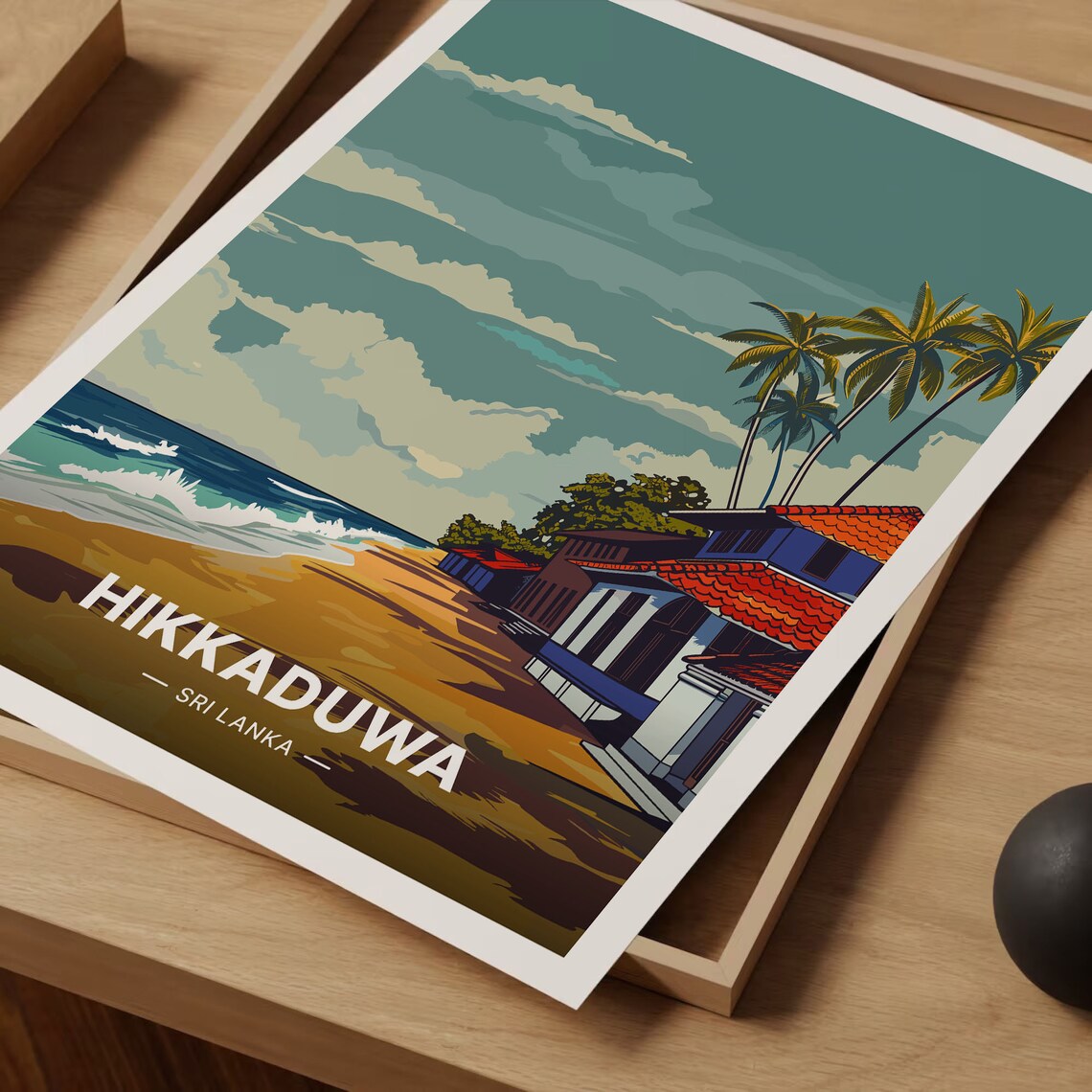 Sri Lanka Travel Poster, Hikkaduwa Beach Tuk Tuk - Image 3
