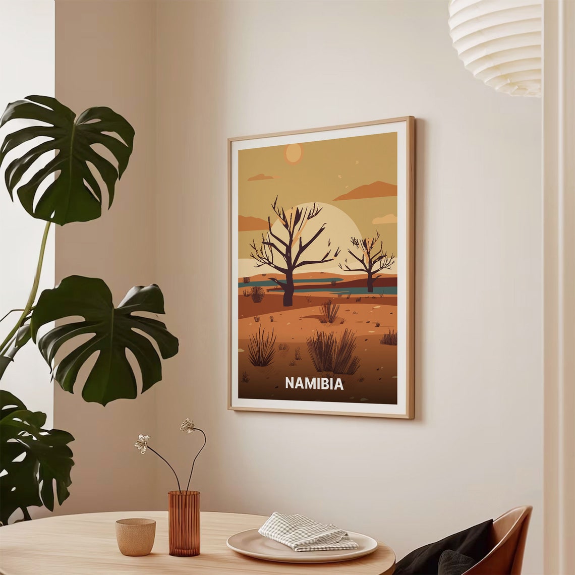 Namibia Desert Camelthorn Trees Sunset Orange Dunes Travel Poster - Image 2