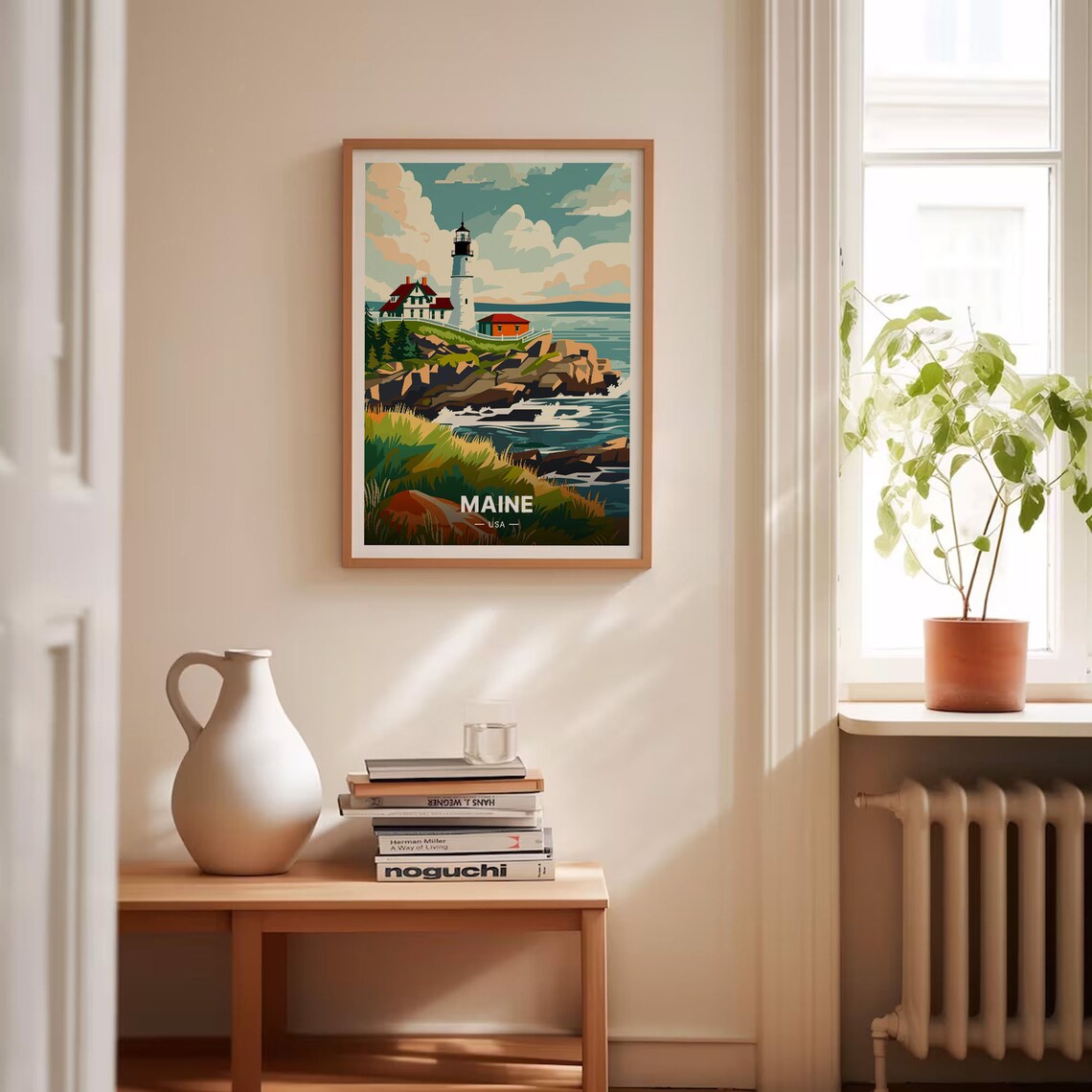 Maine Coastal Scenery Travel Poster, State Landmarks Decor - Image 4
