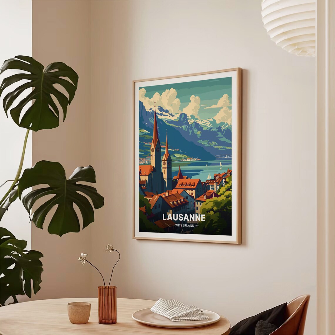 Lausanne Travel Poster, Switzerland Cityscape Art - Image 2